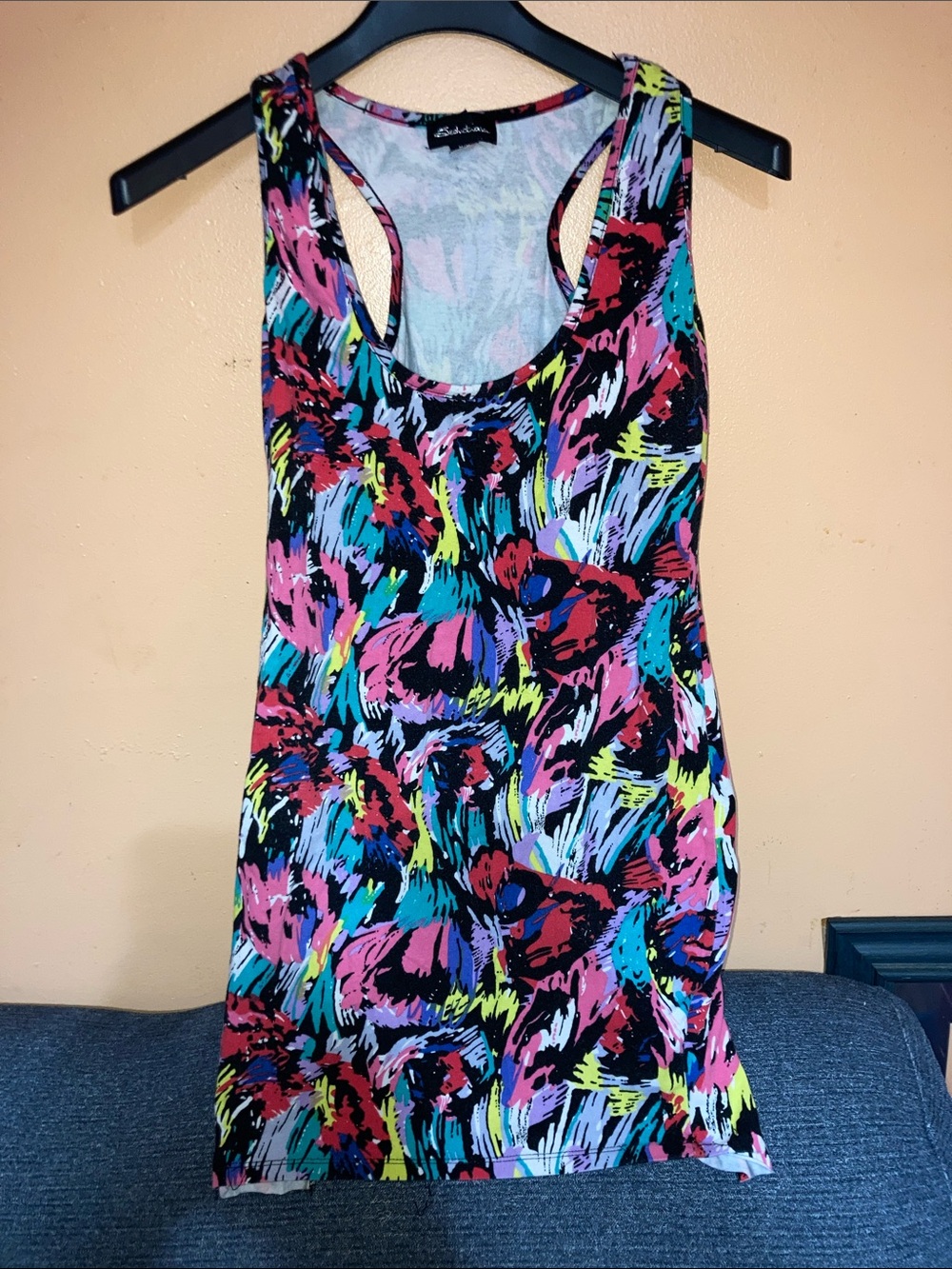 Y2K seductions Express Multicolor Abstract Floral Racerback Tank